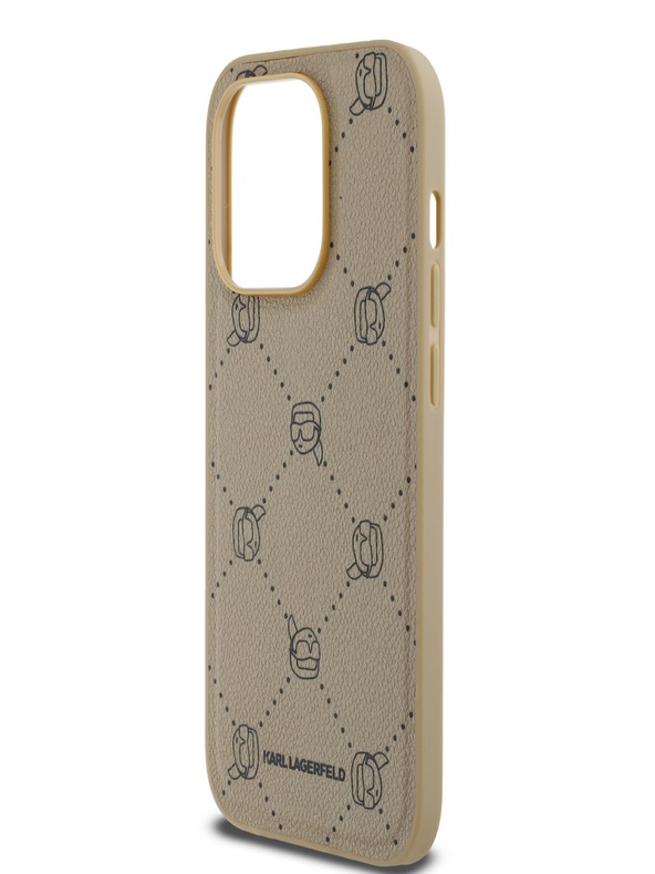Karl Lagerfeld PU Karl Heads Pattern Magsafe stražnja maska ​​za iPhone 14 Pro Max Beige Karl Lagerfeld