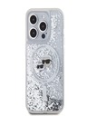 Karl Lagerfeld Karl Lagerfeld Liquid Glitter Karl and Choupette Heads MagSafe stražnja maska ​​za iPhone 15 Pro prozirna