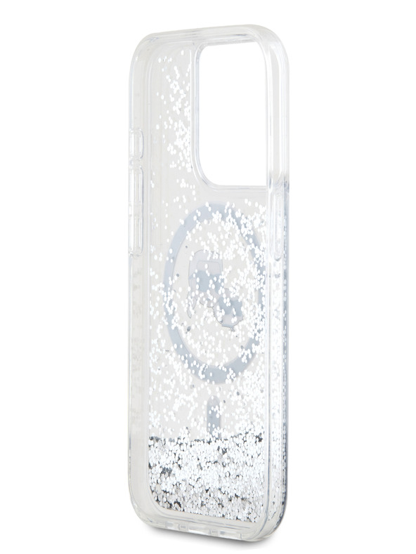 Karl Lagerfeld Karl Lagerfeld Liquid Glitter Karl and Choupette Heads MagSafe stražnja maska ​​za iPhone 15 Pro prozirna