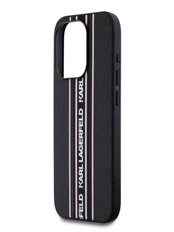 Karl Lagerfeld PU Saffiano Athleisure Stripe and Strap Back Cover za iPhone 15 Pro Max Pink Karl Lagerfeld
