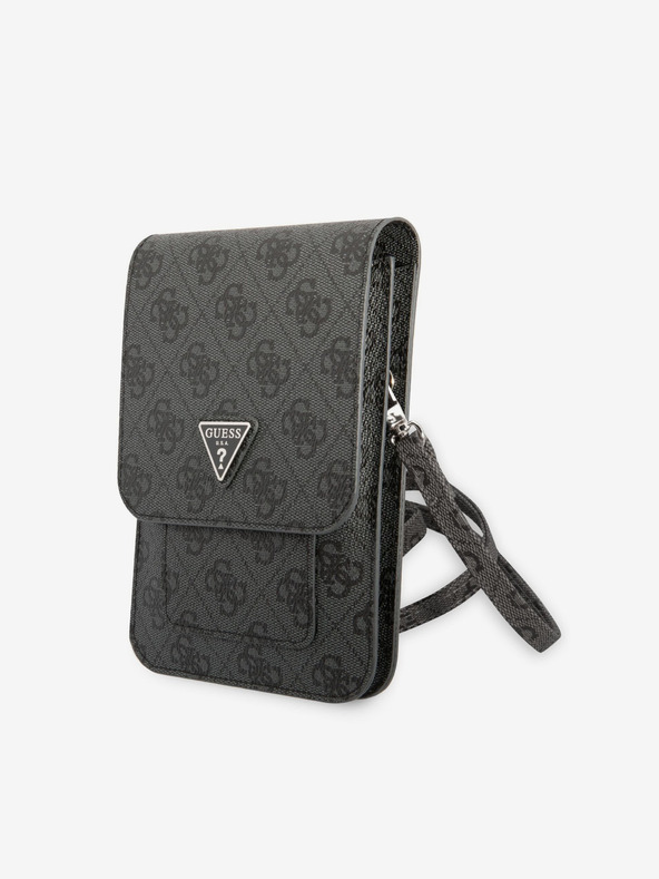Guess Guess PU 4G telefonska torba s trokutastim logotipom, crna