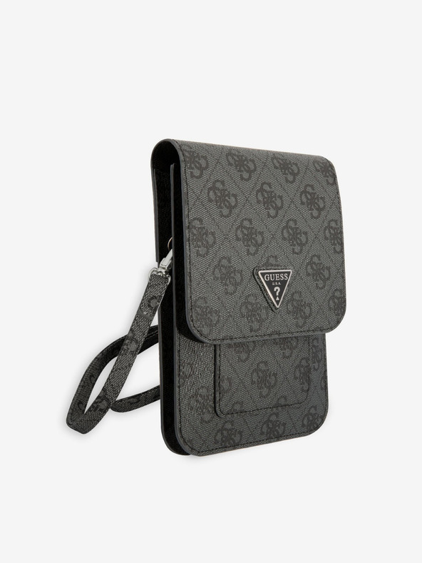 Guess Guess PU 4G telefonska torba s trokutastim logotipom, crna