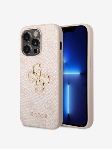 Guess Stražnja maska ​​Guess PU 4G s metalnim logotipom za iPhone 15 Pro Max ružičasta