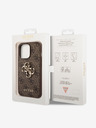 Guess PU 4G Metal Logo Zadní Kryt pro iPhone 14 Pro Max Brown Etui za telefon