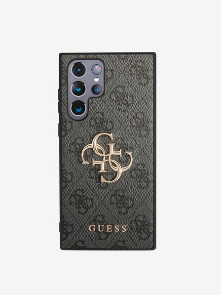 Guess PU 4G Metal Logo Zadní Kryt pro Samsung Galaxy S23 Ultra Grey Etui za telefon