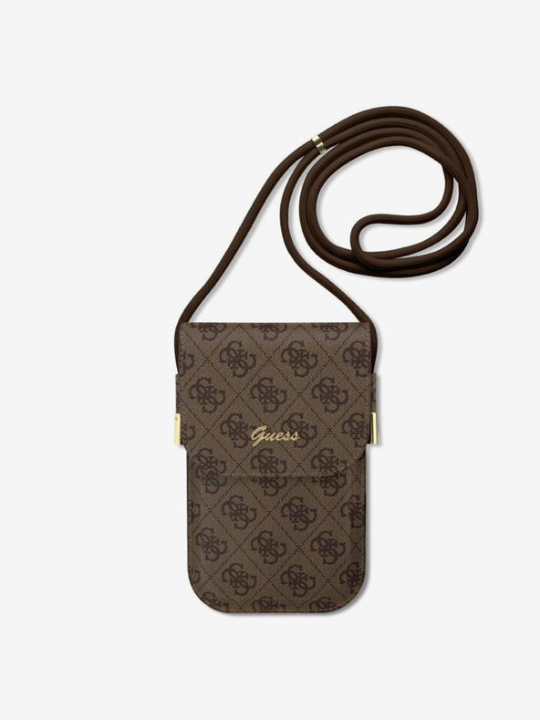Guess Guess PU 4G metalna torba za telefon s logotipom, smeđa