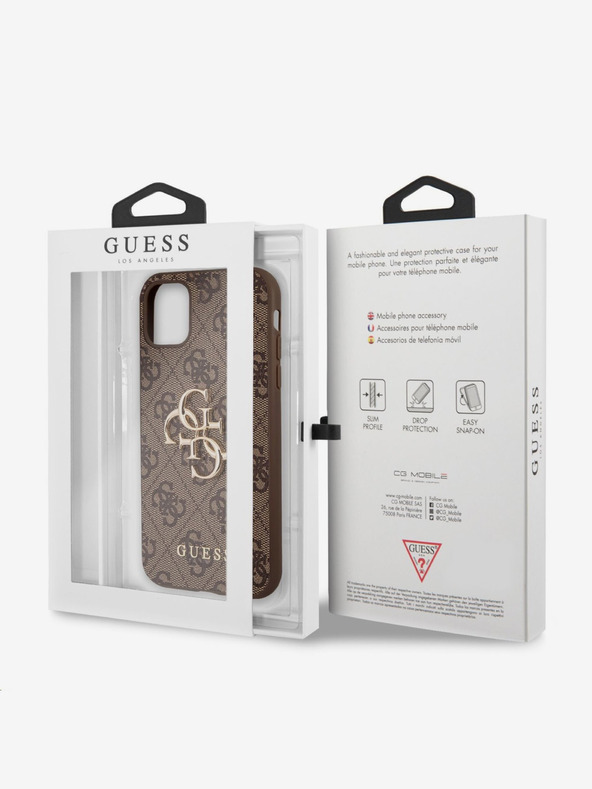 Guess Stražnja maska ​​Guess PU 4G s metalnim logotipom za iPhone 11 smeđa
