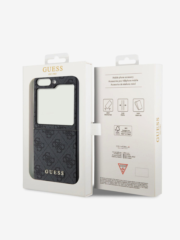 Guess 4G Charm Zadní Kryt pro Samsung Galaxy Z Flip 5 Grey Etui za telefon