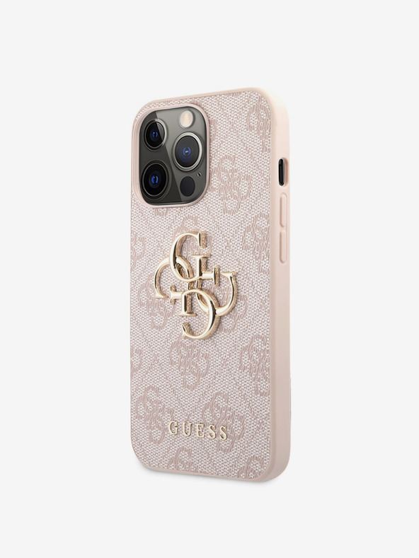Guess Stražnja maska ​​Guess PU 4G s metalnim logotipom za iPhone 13 Pro Pink