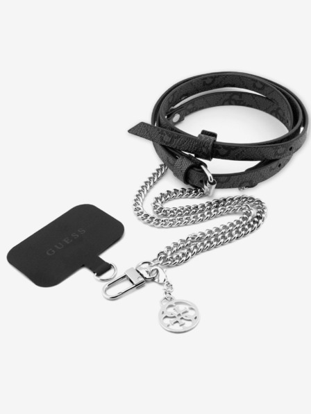 Guess Guess remen preko tijela PU 4G lanac sa šarmom srebrno/crni