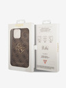 Guess PU 4G Metal Logo Zadní Kryt pro iPhone 15 Pro Max Brown Etui za telefon
