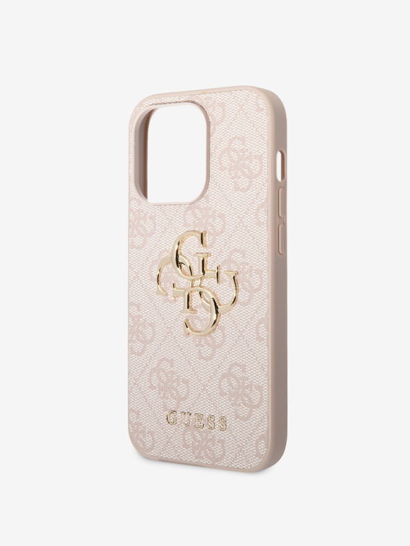 Guess Stražnja maska ​​Guess PU 4G s metalnim logotipom za iPhone 15 Pro Pink