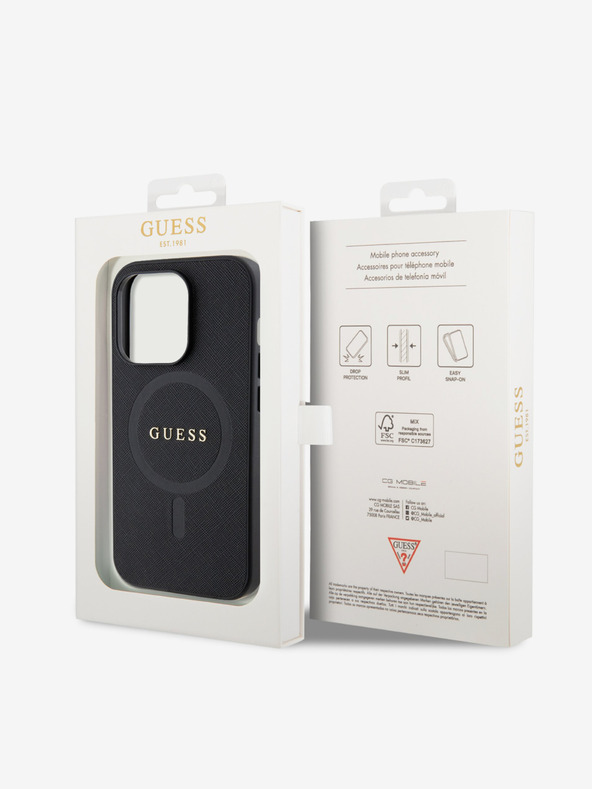 Guess PU Saffiano MagSafe Zadní Kryt pro iPhone 15 Pro Max Black Etui za telefon