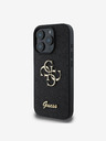 Guess Stražnja maska ​​Guess PU s fiksnim svjetlucavim 4G metalnim logotipom za iPhone 16 Pro crna