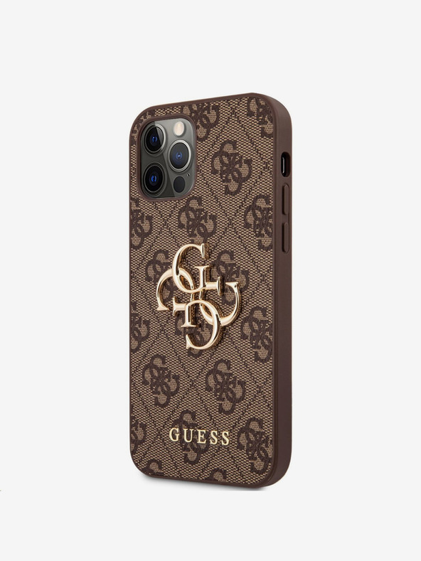 Guess Stražnja maska ​​Guess PU 4G s metalnim logotipom za iPhone 12/12 Pro smeđa