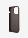 Guess PU 4G Metal Logo Zadní Kryt pro iPhone 14 Pro Brown Etui za telefon