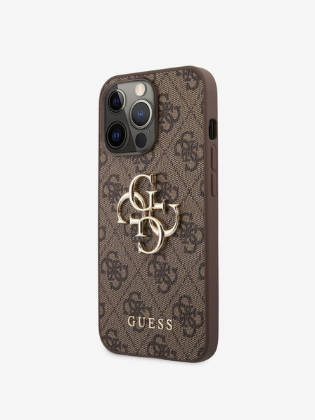 Guess Stražnja maska ​​Guess PU 4G s metalnim logotipom za iPhone 13 Pro Max smeđa