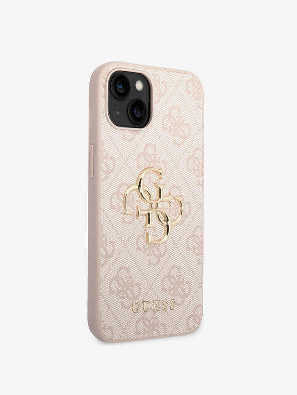 Guess Stražnja maska ​​Guess PU 4G s metalnim logotipom za iPhone 14 ružičasta