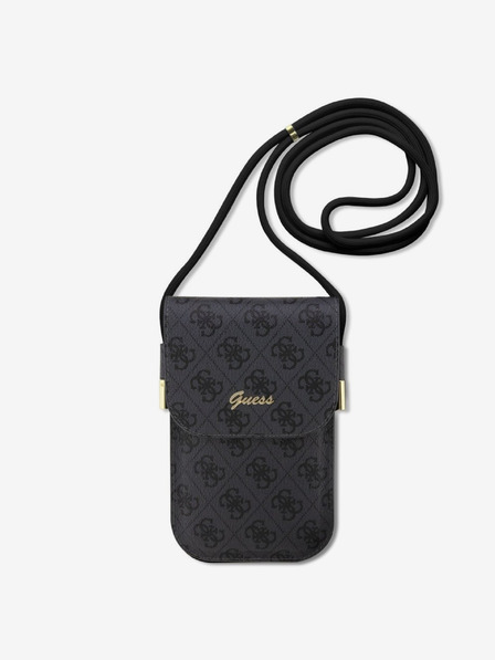 Guess Guess PU 4G metalna telefonska torba s logotipom, crna