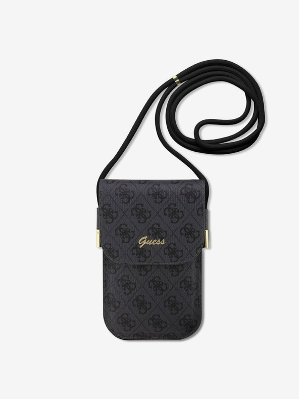 Guess Guess PU 4G metalna telefonska torba s logotipom, crna