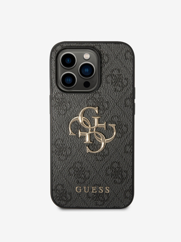 Guess Stražnja maska ​​Guess PU 4G s metalnim logotipom za iPhone 15 Pro siva