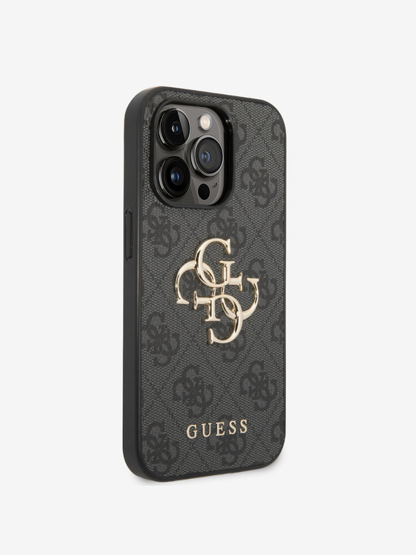 Guess Stražnja maska ​​Guess PU 4G s metalnim logotipom za iPhone 15 Pro siva