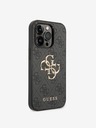 Guess Stražnja maska ​​Guess PU 4G s metalnim logotipom za iPhone 15 Pro siva