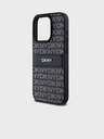DKNY PU kožna stražnja maska ​​s ponavljajućim uzorkom u tonskim prugama za iPhone 15 Pro crna DKNY