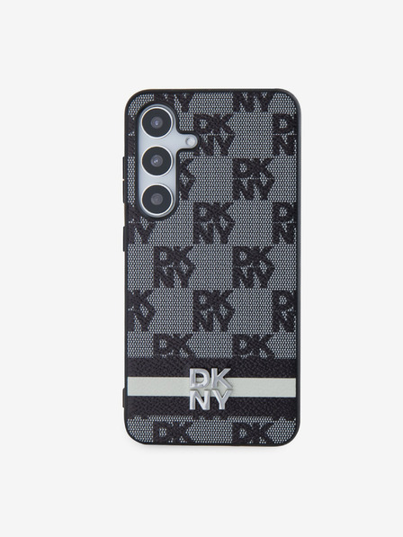 DKNY Stražnja maska ​​s kariranim uzorkom i prugama od PU kože za Samsung Galaxy S24 crna DKNY
