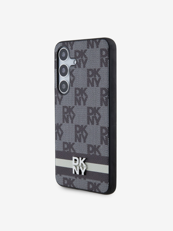 DKNY Stražnja maska ​​s kariranim uzorkom i prugama od PU kože za Samsung Galaxy S24 crna DKNY