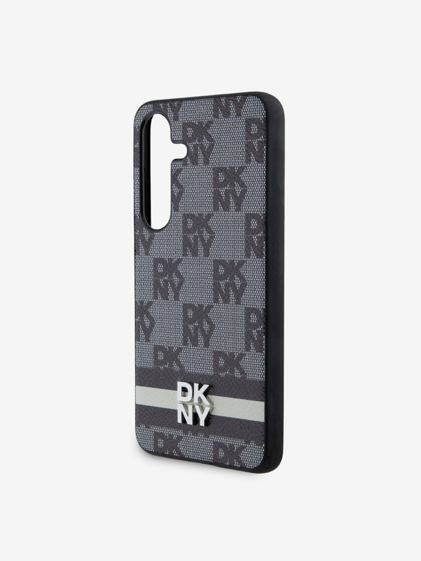 DKNY Stražnja maska ​​s kariranim uzorkom i prugama od PU kože za Samsung Galaxy S24 crna DKNY