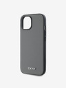 DKNY PU kožna srebrna metalna stražnja maska ​​Magsafe s logotipom za iPhone 13 siva DKNY