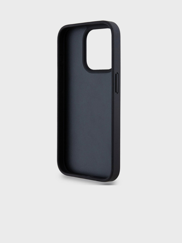 DKNY PU kožna stražnja maska ​​s ponavljajućim uzorkom u tonskim prugama za iPhone 15 Pro Max crna DKNY