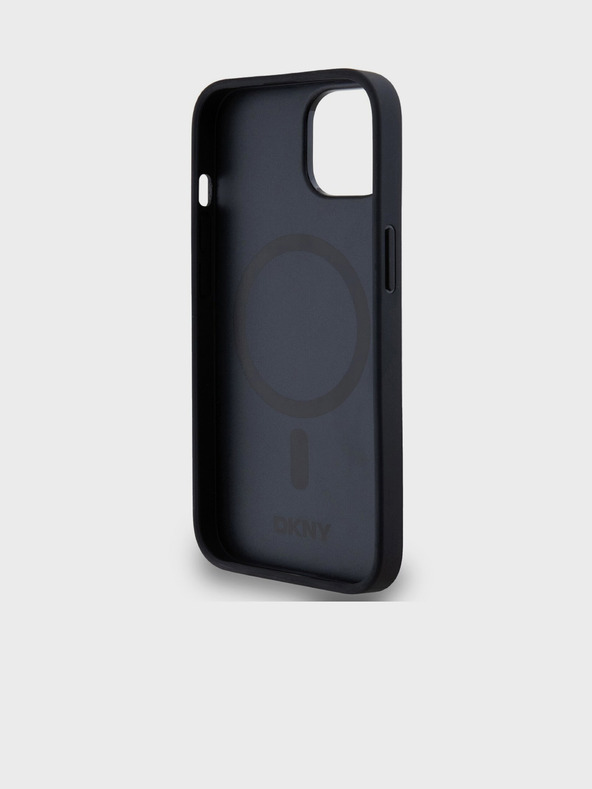 DKNY PU kožna ponovljena šara s logotipom Magsafe stražnja maska ​​za iPhone 15 crna DKNY