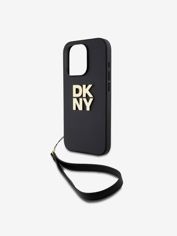 DKNY Stražnja maska ​​s remenčićem za zapešće od PU kože za iPhone 15 Pro crna DKNY