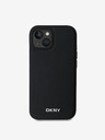 DKNY PU kožna srebrna metalna stražnja maska ​​Magsafe s logotipom za iPhone 13 crna DKNY