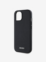 DKNY PU kožna srebrna metalna stražnja maska ​​Magsafe s logotipom za iPhone 13 crna DKNY
