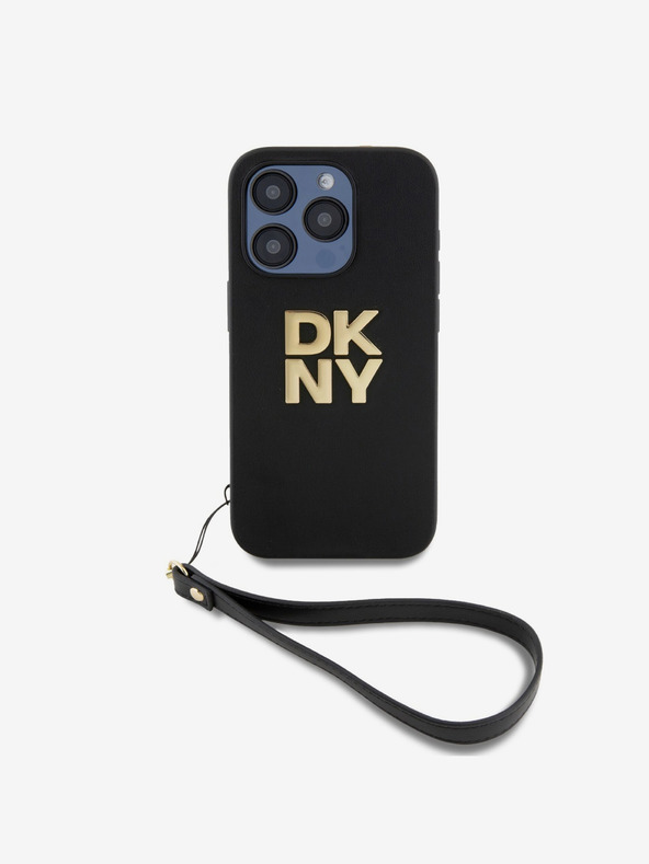DKNY PU kožna stražnja maska ​​s logotipom narukvice za iPhone 14 Pro Max crna DKNY