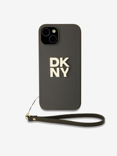 DKNY PU kožna stražnja maska ​​s logotipom i remenčićem za iPhone 14, smeđa DKNY