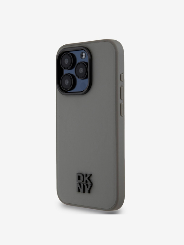 DKNY Stražnja maska ​​Magsafe s logotipom od PU kože za iPhone 15 Pro Max siva DKNY