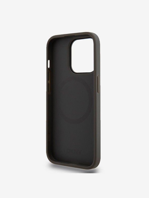 DKNY Stražnja maska ​​Magsafe s logotipom od PU kože za iPhone 15 Pro Max siva DKNY
