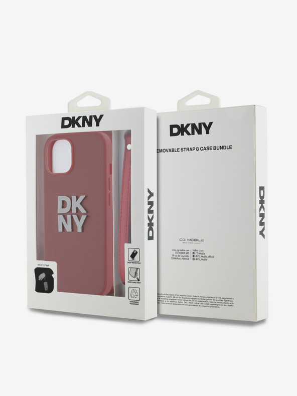 DKNY PU kožna stražnja maska ​​s logotipom na vrpcu za iPhone 14, crvena DKNY