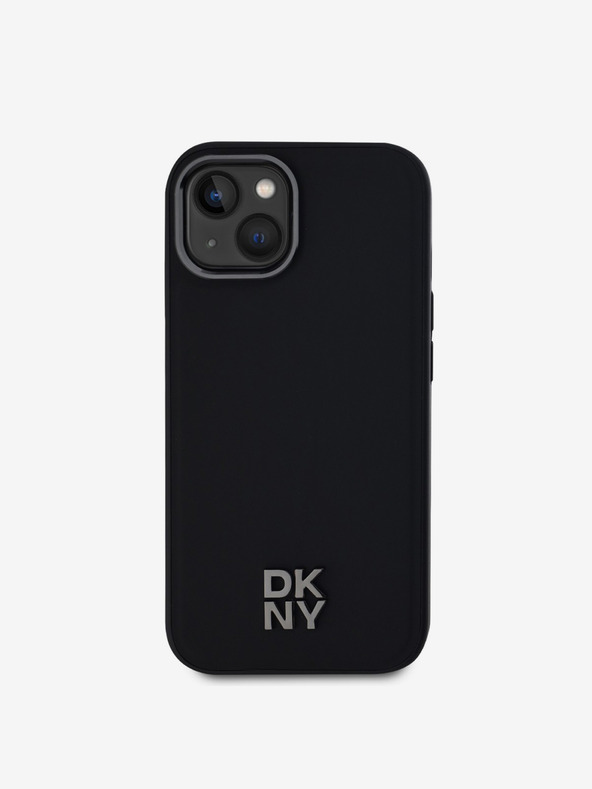 DKNY Stražnja maska ​​Magsafe s logotipom od PU kože za iPhone 15 crna DKNY