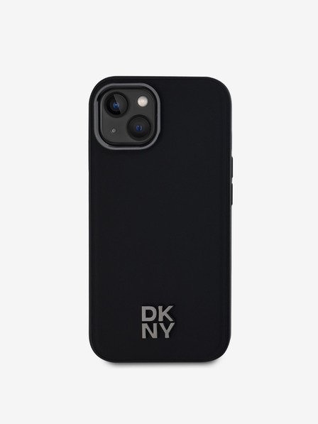 DKNY Stražnja maska ​​Magsafe s logotipom od PU kože za iPhone 15 crna DKNY
