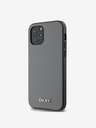 DKNY PU kožna srebrna metalna stražnja maska ​​Magsafe s logotipom za iPhone 12/12 Pro siva DKNY