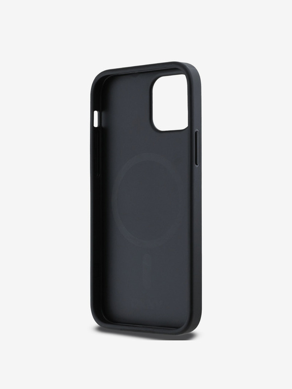 DKNY PU kožna srebrna metalna stražnja maska ​​Magsafe s logotipom za iPhone 12/12 Pro siva DKNY