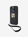 DKNY PU kožna stražnja maska ​​s logotipom i remenčićem za iPhone 14 Pro crna DKNY