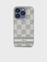 DKNY Stražnja maska ​​s kariranim uzorkom i prugama od PU kože za iPhone 14 Pro Max bež DKNY