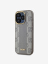DKNY PU kožna stražnja maska ​​s kariranim uzorkom Magsafe za iPhone 15 Pro bež DKNY