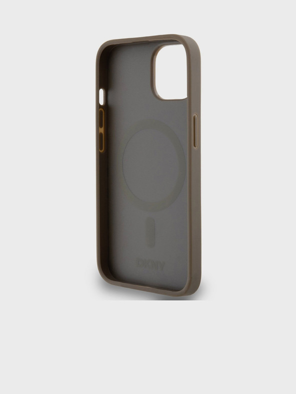 DKNY PU kožna donja traka s ponavljajućim uzorkom MagSafe stražnja maska ​​za iPhone 15 smeđa DKNY